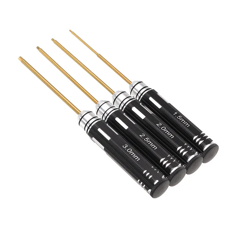 Yz-004 4Pcs 1.5/2.0/2.5/3.0Mm Hexagonal Titanium Alloy Screwdriver Tool Set For Rc Model 1