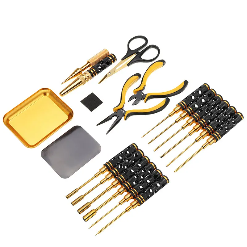 Yz 18Pcs Screwdriver Repair Tool Set Hex Screwdriver Pliers Hole Opener Screws Tray 1