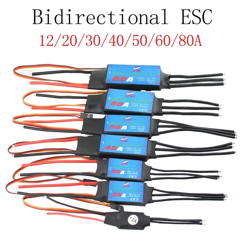 Zmr 12A/20A/30A/40A/50A/60A/80A Bidirectional Brushless Esc For Remote Control Car Pneumatic Underwater Propeller 1