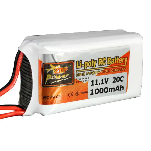 Zop Power 11.1V 1000Mah 20C 3S Lipo Battery Jst Plug 1
