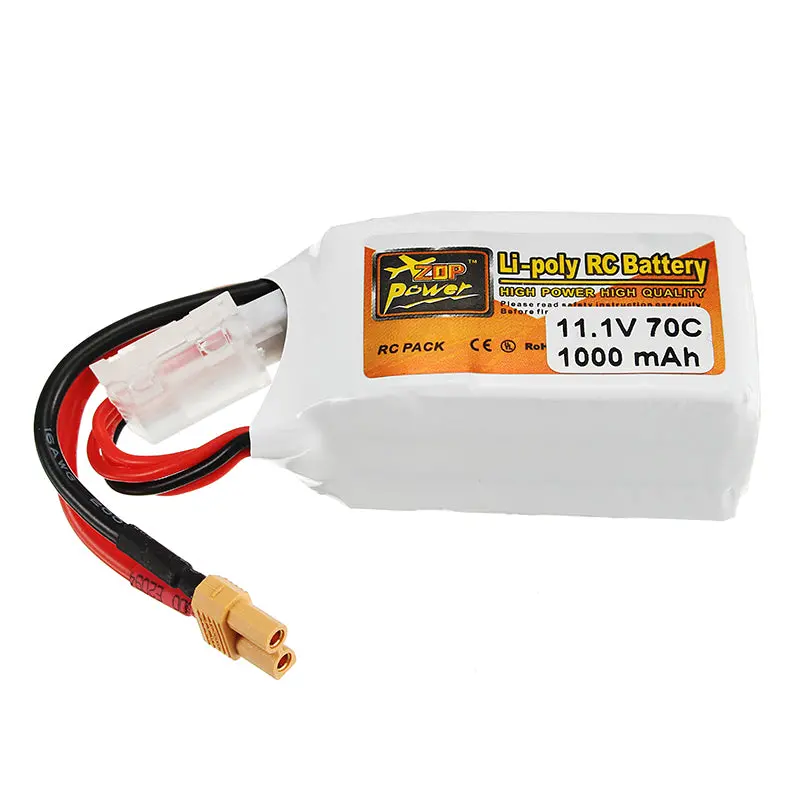 Zop Power 11.1V 1000Mah 70C 3S Lipo Battery Xt30 Plug 1