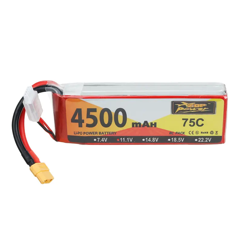 Zop Power 11.1V 4500Mah 75C 3S Lipo Battery Xt60 Plug For Rc Drone Car Boat Helicopter Airplane 1