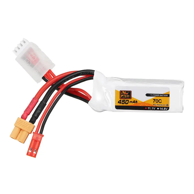 Zop Power 11.1V 450Mah 70C 3S Lipo Battery Jst Xt30 Plug For Fpv Racing Multi Rotor 1