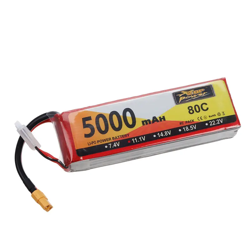 Zop Power 11.1V 5000Mah 80C 3S Lipo Battery Xt60 Plug For Rc Racing Drone 2
