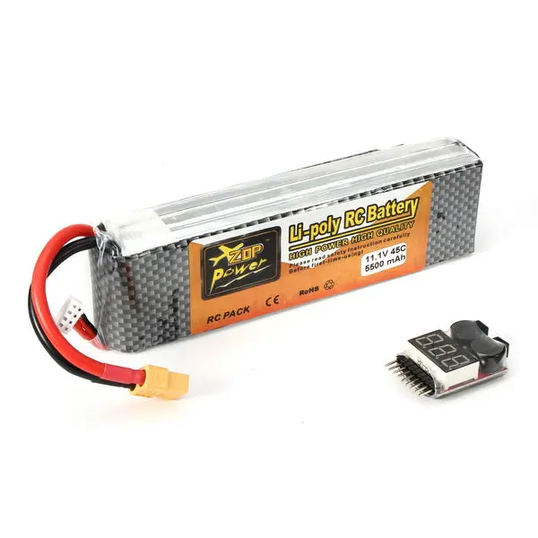 Zop Power 11.1V 5500Mah 3S 45C Lipo Battery Xt60 Plug With Remote Battery Monitor 1