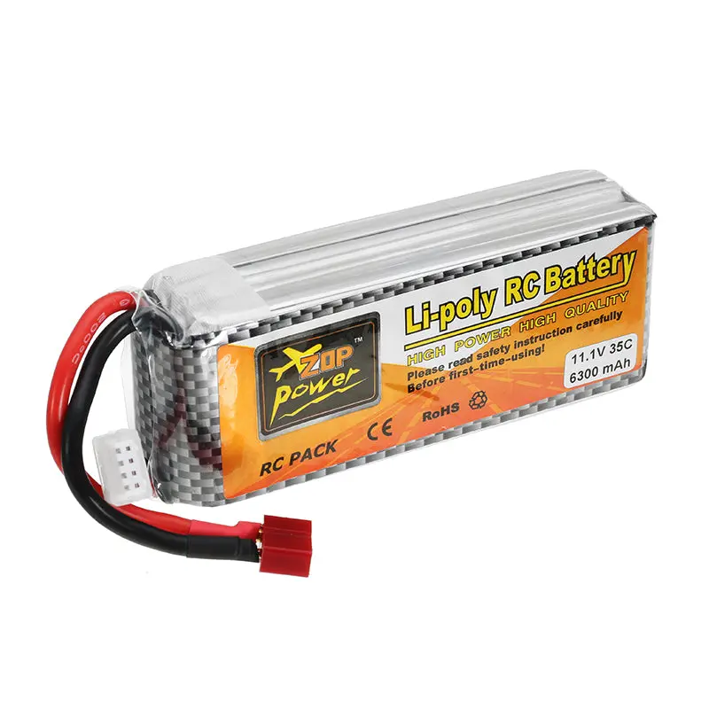Zop Power 11.1V 6300Mah 35C 3S Lipo Battery T Plug For Rc Quadcopter Rc Car 1