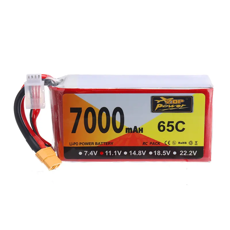 Zop Power 11.1V 7000Mah 65C 3S Lipo Battery Xt60 Plug For Hubsan X4 Pro Fpv Quadcopter 1
