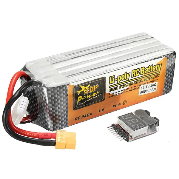 Zop Power 11.1V 8000Mah 3S 40C Lipo Battery Xt60 Plug With Battery Alarm 1
