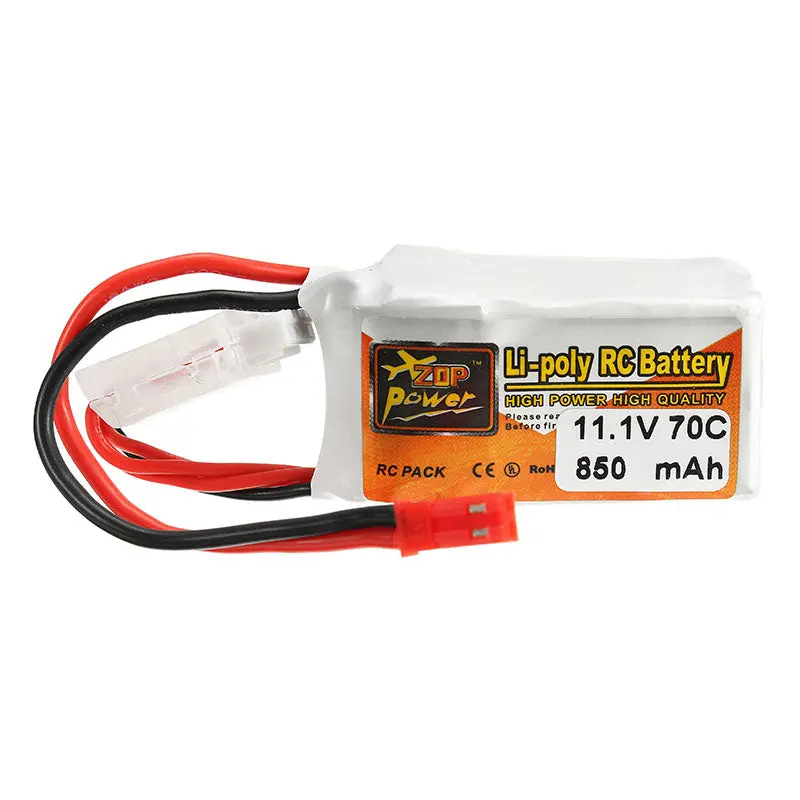 Zop Power 11.1V 850Mah 70C 3S  Lipo Battery Jst Plug 1