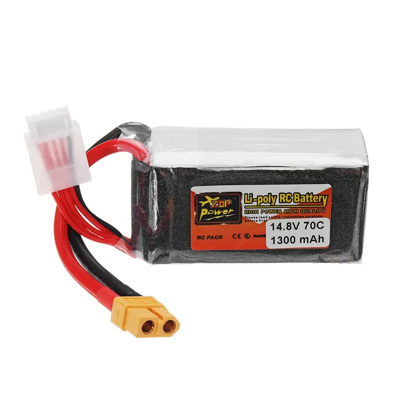 Zop Power 14.8V 1300Mah 70C 4S Lipo Battery Xt60 Plug For Fpv Rc Drone 1