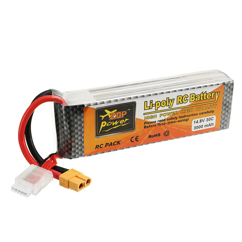 Zop Power 14.8V 3000Mah 30C 4S Lipo Battery Xt60 Plug For Rc Quadcopter 1