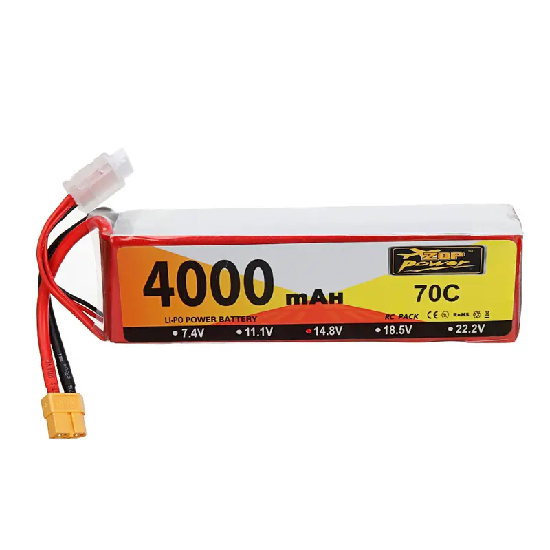 Zop Power 14.8V 4000Mah 70C 4S Lipo Battery Xt60 Plug For Rc Racing Drone 1