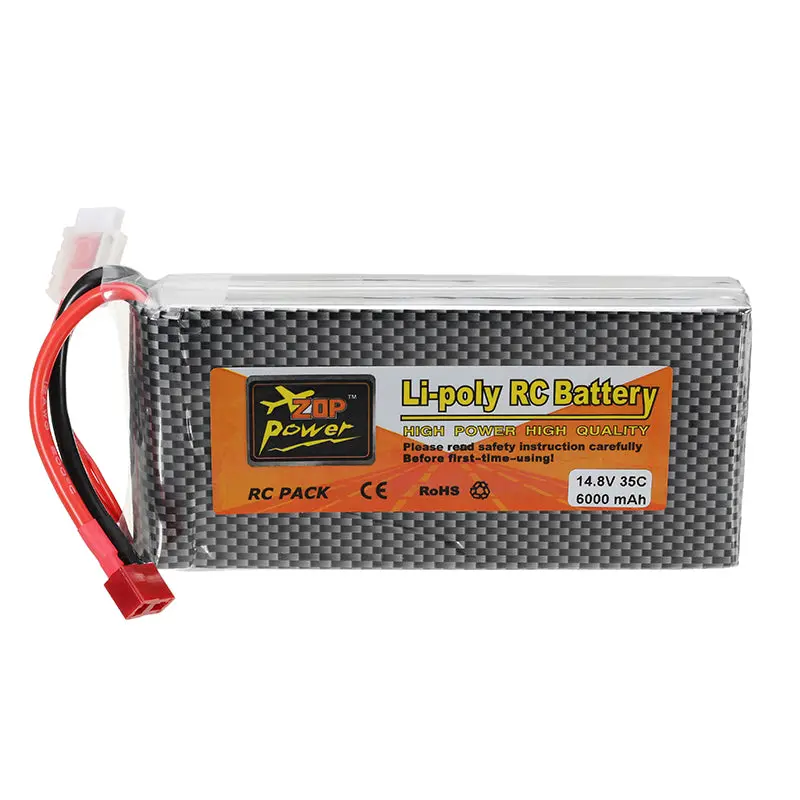 Zop Power 14.8V 6000Mah 35C 4S Lipo Battery T Plug For Rc Car Rc Airplane 1