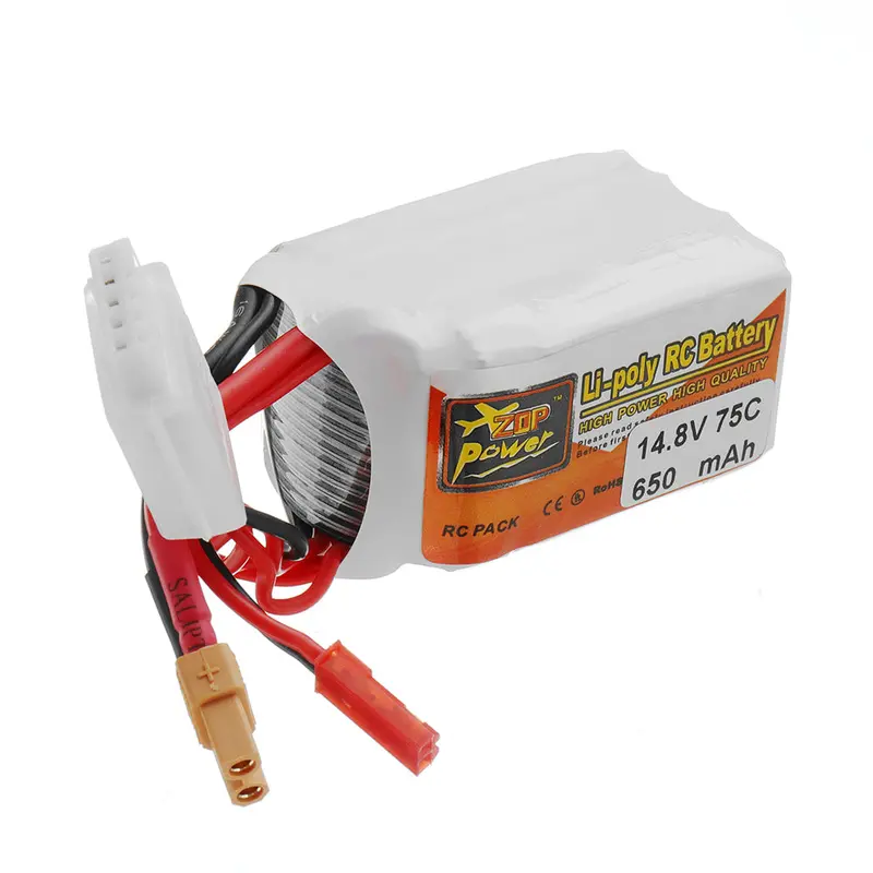 Zop Power 14.8V 650Mah 75C 4S Lipo Battery With Jst/Xt30 Plug For Rc Racer 1
