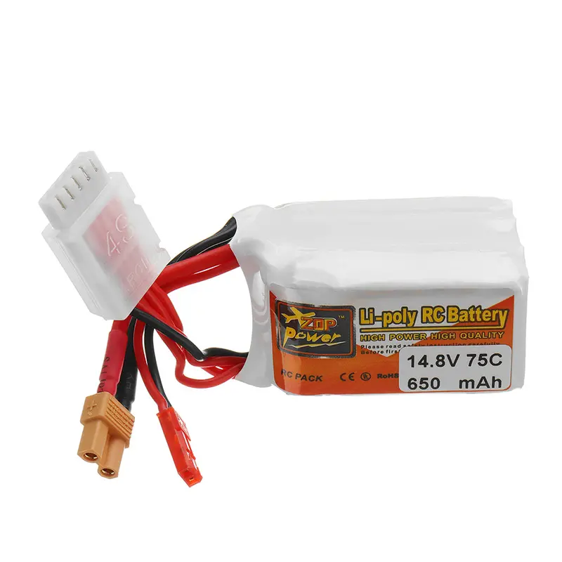 Zop Power 14.8V 650Mah 75C 4S Lipo Battery With Jst/Xt30 Plug For Rc Racer 2