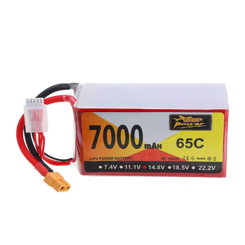 Zop Power 14.8V 7000Mah 65C 4S Lipo Battery Xt60 Plug For Rc Racing Drone 1
