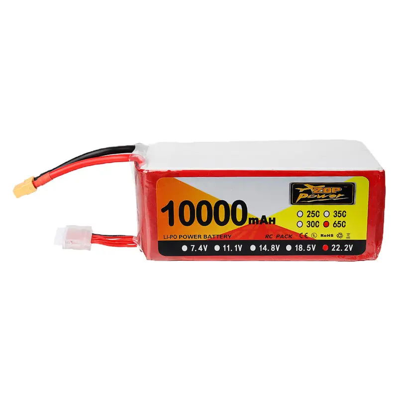 Zop Power 22.2V 10000Mah 65C 6S Lipo Battery Xt60 Plug For Fpv Rc Quadcopter Agriculture Drone 1