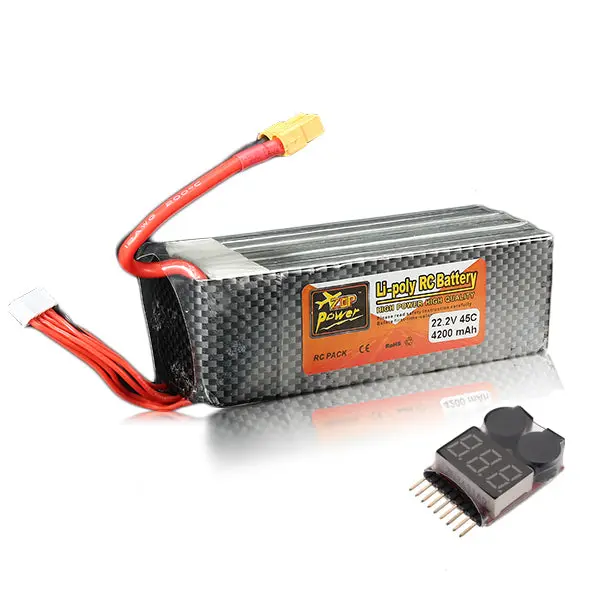 Zop Power 22.2V 4200Mah 6S 45C Lipo Battery Xt60 Plug With Battery Alarm 1