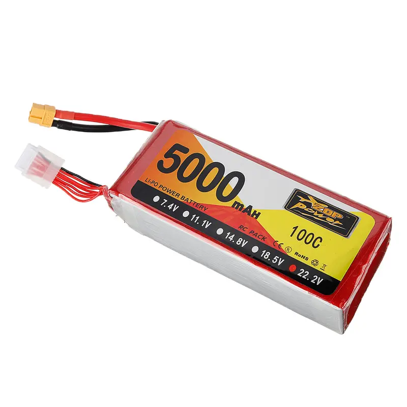 Zop Power 22.2V 5000Mah 100C 6S Lipo Battery Xt60 Plug For Rc Drone Helicopter Car 1