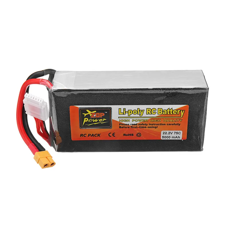 Zop Power 22.2V 5000Mah 75C 6S Lipo Battery Xt60 Plug For Rc Drone 1