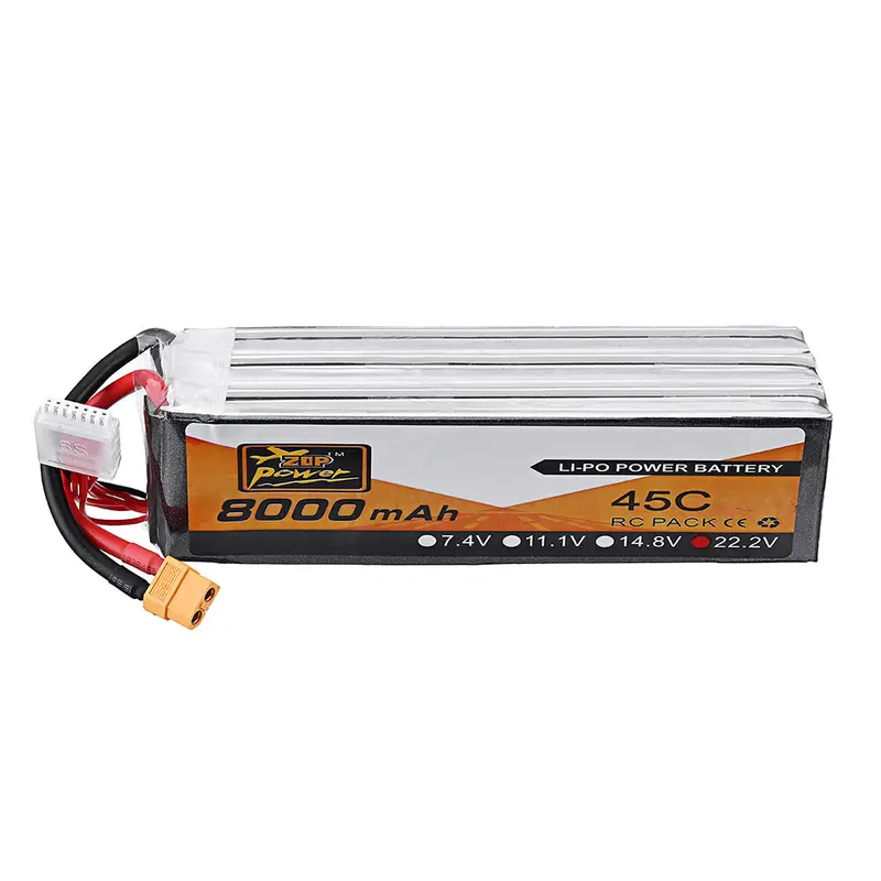 Zop Power 22.2V 8000Mah 45C 6S Lipo Battery Xt90 Plug For Fpv Racing Drone 1