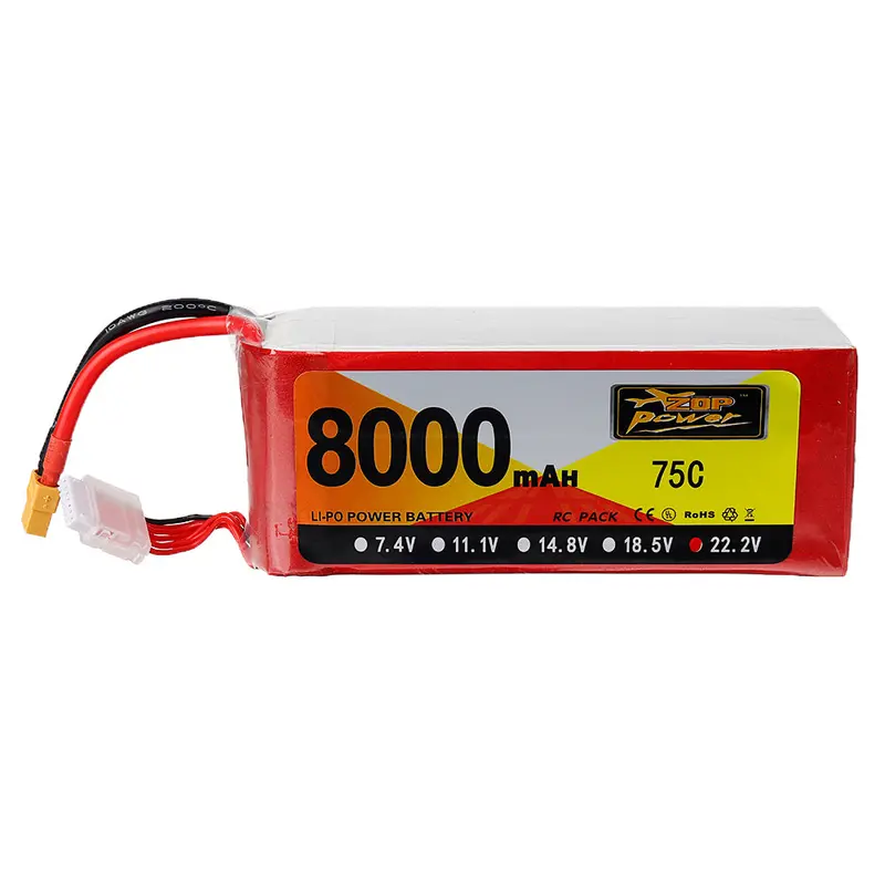 Zop Power 22.2V 8000Mah 75C 6S Lipo Battery Xt60 Plug For Rc Drone 1