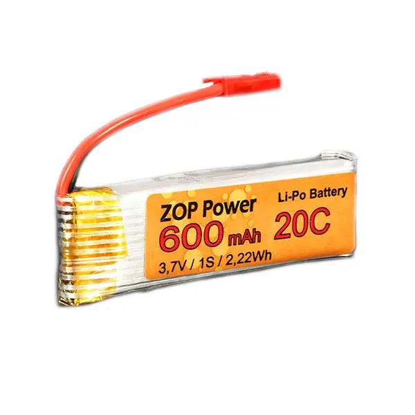 Zop Power 3.7V 600Mah 20C Lipo Battery Jst Plug 1