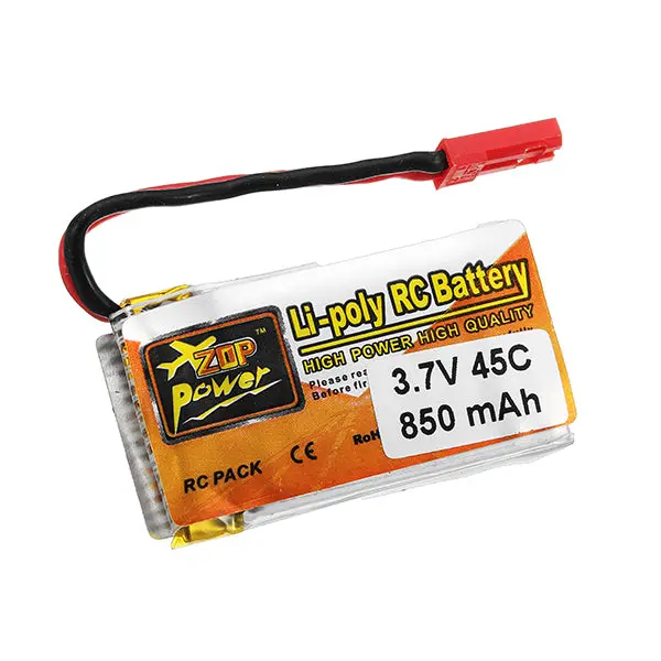Zop Power 3.7V 850Mah 1S 45C Lipo Battery Jst Plug 1