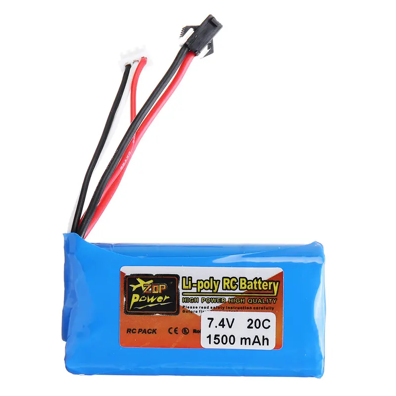 Zop Power 7.4V 1500Mah 20C 2S Lipo Battery Sm Plug For Rc Car 1