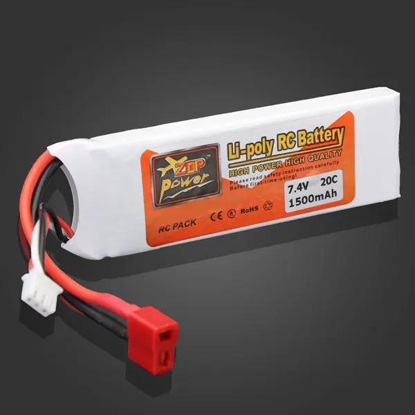 Zop Power 7.4V 1500Mah 2S 20C Lipo Battery T Plug For Wltoys 12428 A959-B Car 1