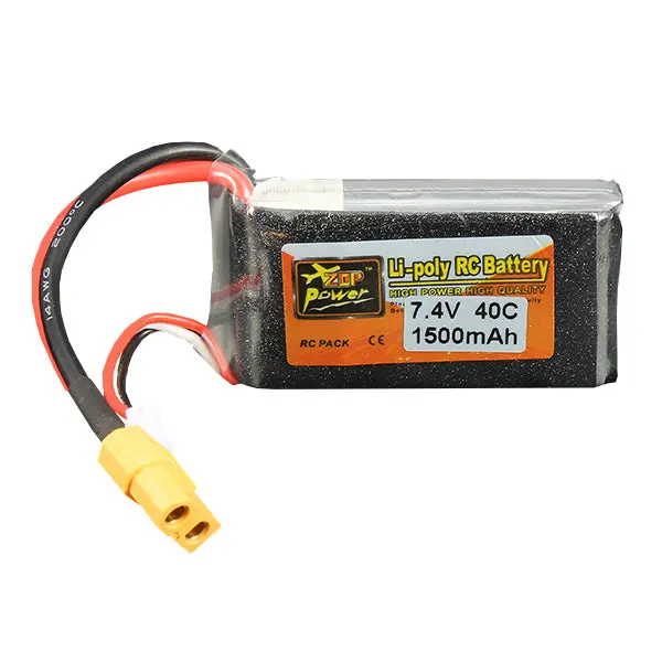 Zop Power 7.4V 1500Mah 40C 2S Lipo Battery Xt60 Plug 1