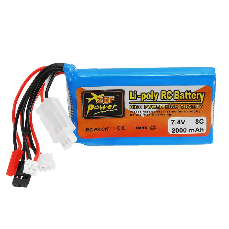 Zop Power 7.4V 2000Mah 8C Lipo Battery For Frsky Accst Taranis Q X7 Transmitter 1