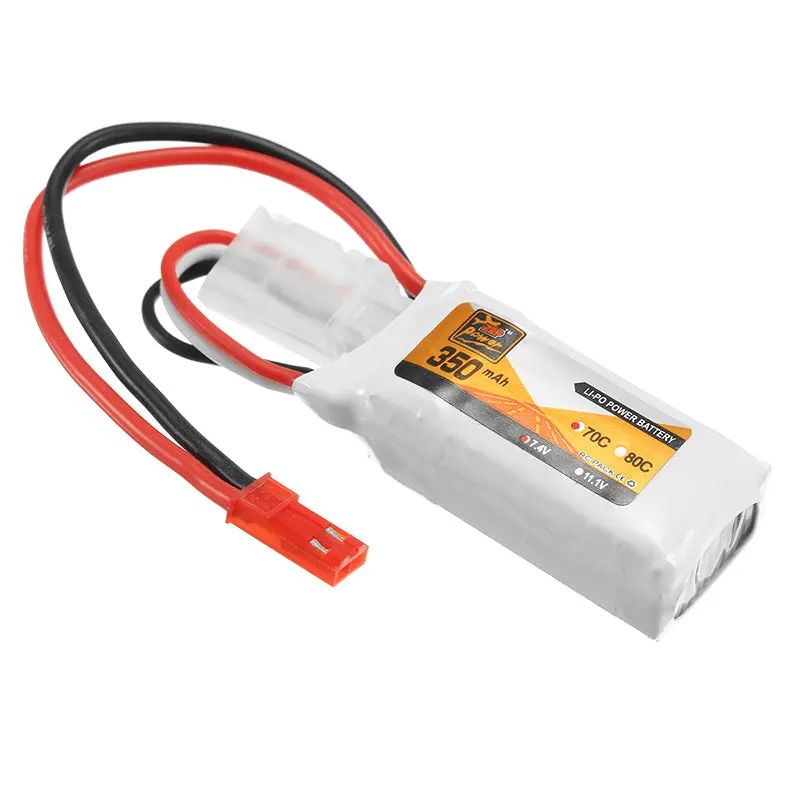 Zop Power 7.4V 350Mah 70C 2S Lipo Battery Jst Plug 1