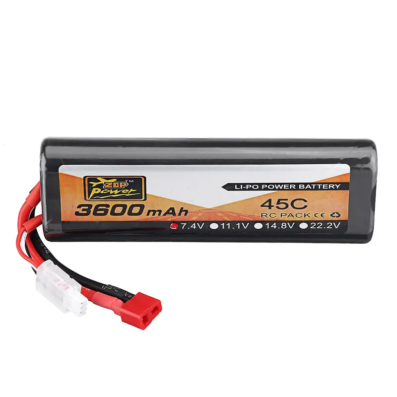 Zop Power 7.4V 3600Mah 45C 2S Lipo Battery T Plug For Rc Car Quadcopter 1