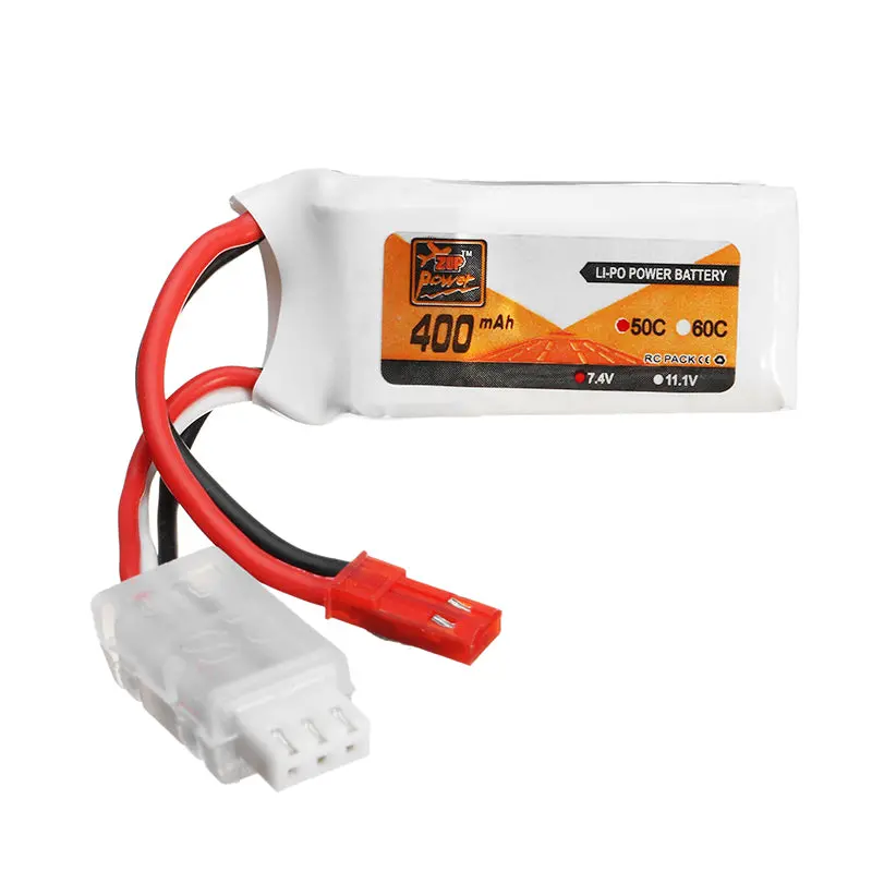 Zop Power 7.4V 400Mah 2S 50C Lipo Battery Jst Plug For Eachine Aurora 68 Fatbee Fb90 Racing Drone 1