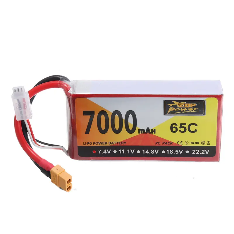 Zop Power 7.4V 7000Mah 65C 2S Lipo Battery Xt60 Plug For Rc Raing Drone 1