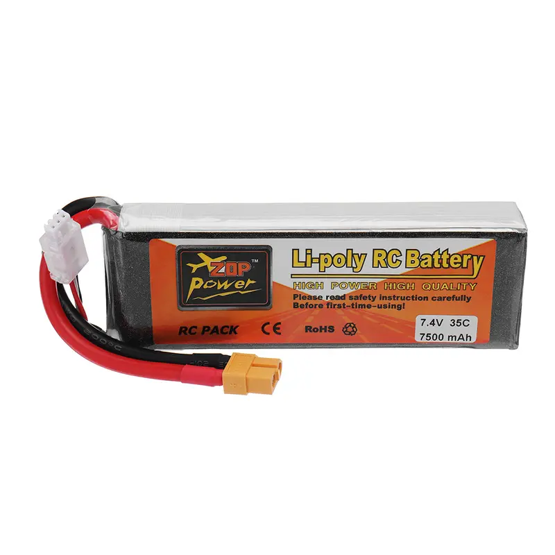 Zop Power 7.4V 7500Mah 35C 2S Lipo Battery Xt60 Plug For Rc Quadcopter Rc Car 1