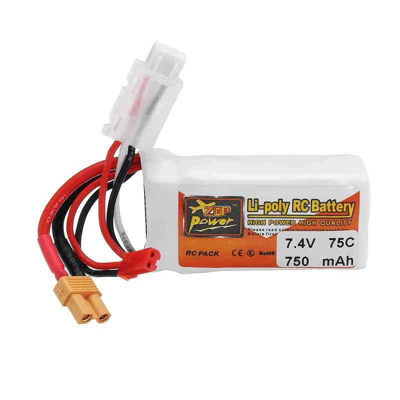 Zop Power 7.4V 750Mah 75C 2S Lipo Battery With Jst/Xt30 Plug 1