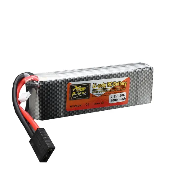 Zop Power 7.4V 8000Mah 2S 40C Lipo Battery Trx Plug With Battery Alarm For Traxxas 1