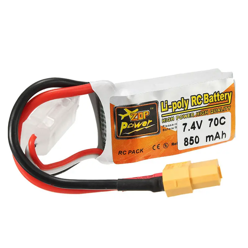 Zop Power 7.4V 850Mah 70C 2S Lipo Battery Xt60 Plug For Rc Model 1