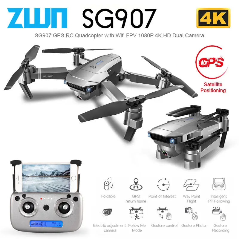 Zwn Sg907 Sg901 Gps Drone With Wifi Fpv 1080P 4K Hd Dual Camera Optical Flow Rc Quadcopter Follow Me Mini Dron Vs Sg106 E520s 1