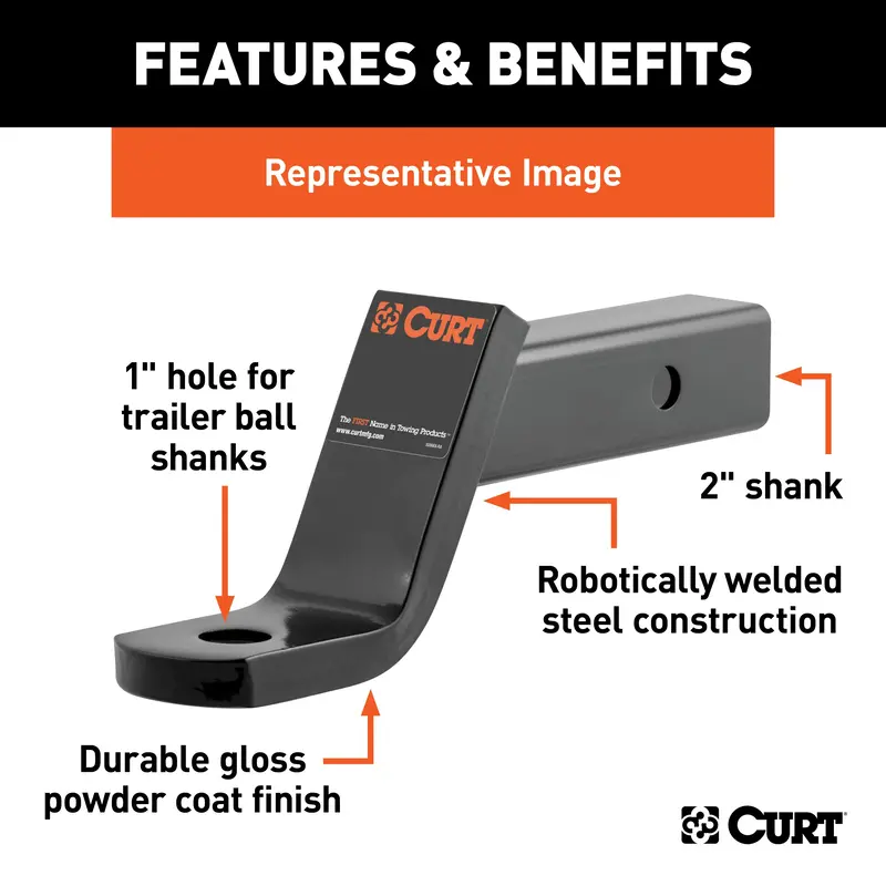 Curt 45040 Class Iii Ball Mount – 2" Shank, 2" Drop, 10-1/4" Length, 7,500 Lb Capacity 1