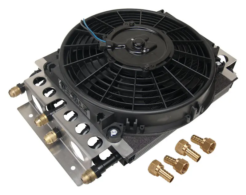 Derale 15200 Dual-Circuit Electric Oil Cooler – 8An Inlet/Outlet, 8-Pass Design With Fan 1
