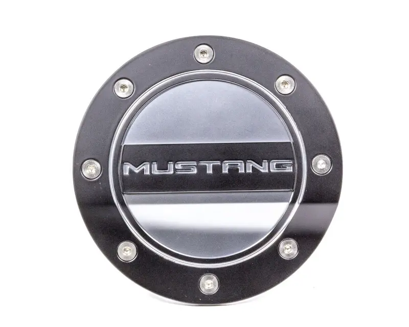 Drake Automotive Fuel Door – Black/Silver Finish, Compatible With 2015+ Ford Mustang 1