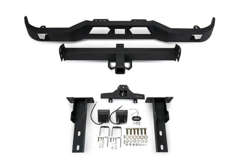 Dv8 Offroad Rbgl-05 Ultra-Slim Rear Bumper With Integrated Led Lights, Hitch Receiver, And Step Access 1