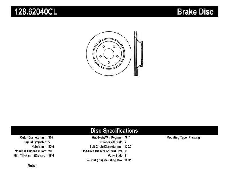 Stoptech 128.62040Cl Sport Cryo-Treated Cross-Drilled Front Left Brake Rotor 1
