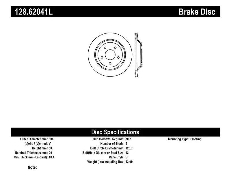 Stoptech 128.62041L Rear Left Cross-Drilled Sport Brake Rotor 1