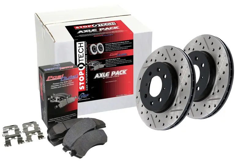 Stoptech 938.65037 Drilled & Slotted Front Brake Kit – Street Axle Pack 1
