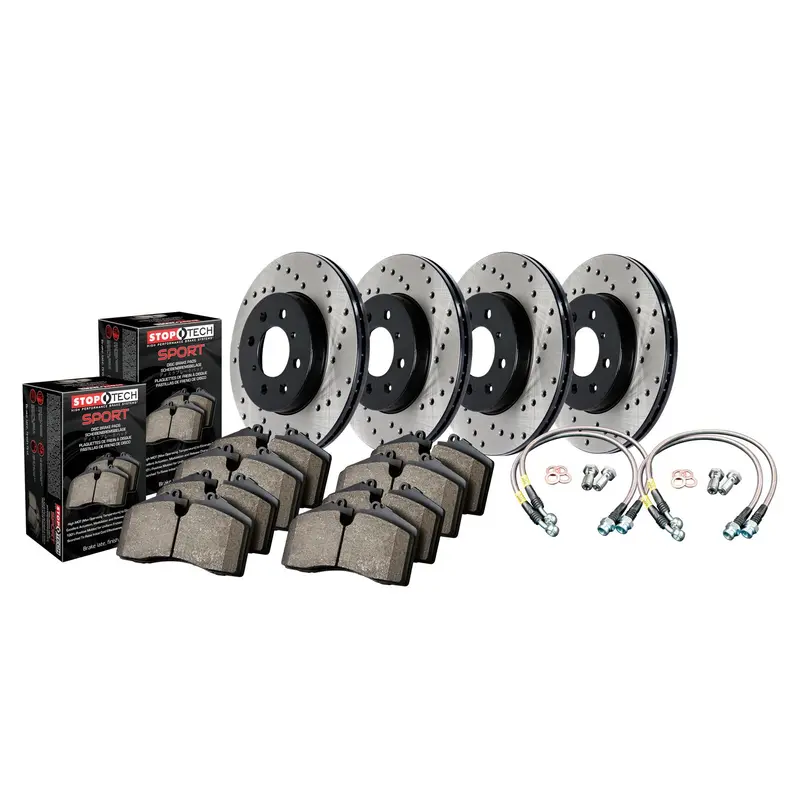 Stoptech 979.47015 Four-Wheel Sport Axle Pack With Drilled Rotors & Brake Lines 2