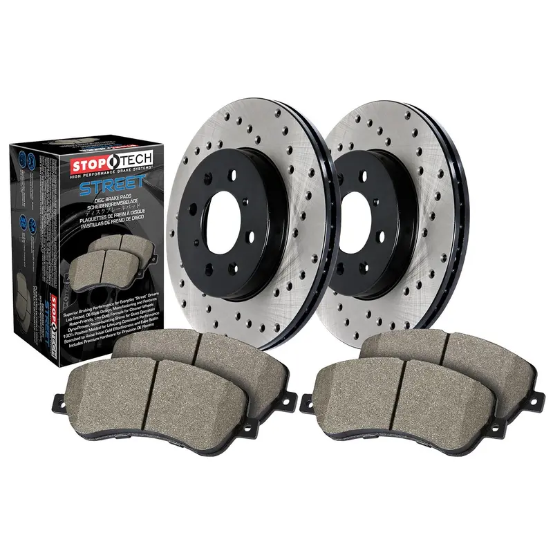 Stoptech Street Axle Brake Kit – Front, Drilled Rotors Included 1